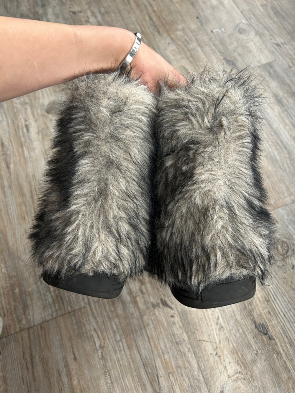 Faux Fur Platform Winter Ankle Boots - Gray - Picture 5 of 6